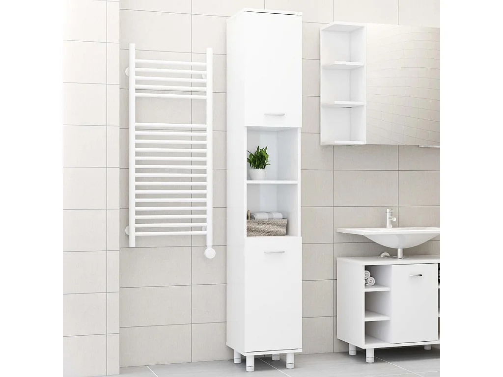 Armoire de salle de bain Blanc brillant Bois d'ingénierie