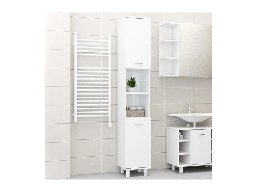Armoire de salle de bain Blanc brillant Bois d'ingénierie