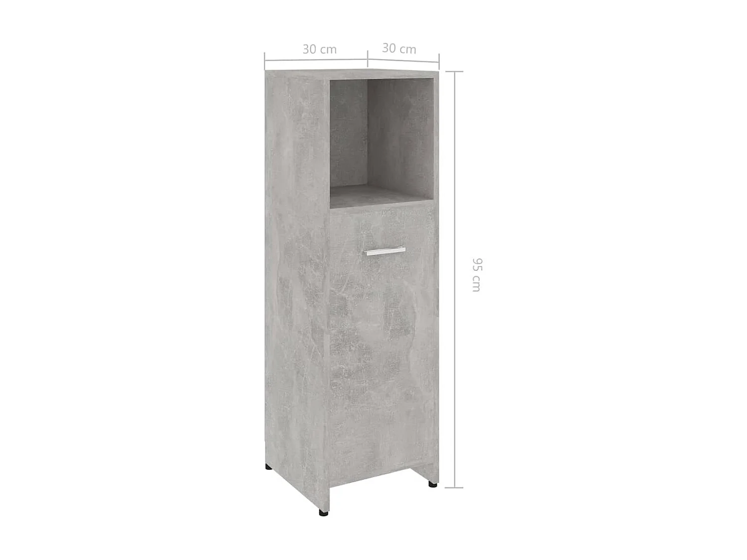 Armoire de salle de bain Gris béton 30x30x95 cm Bois ingénierie