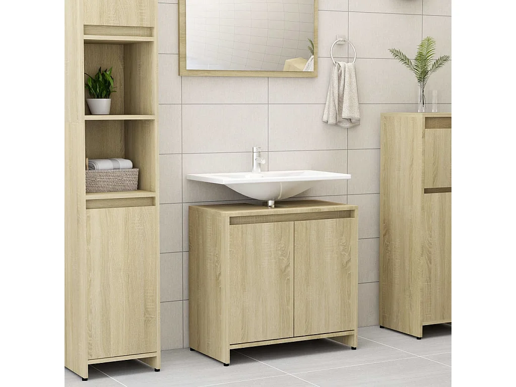 Armoire de salle de bain Chêne sonoma Bois d'ingénierie