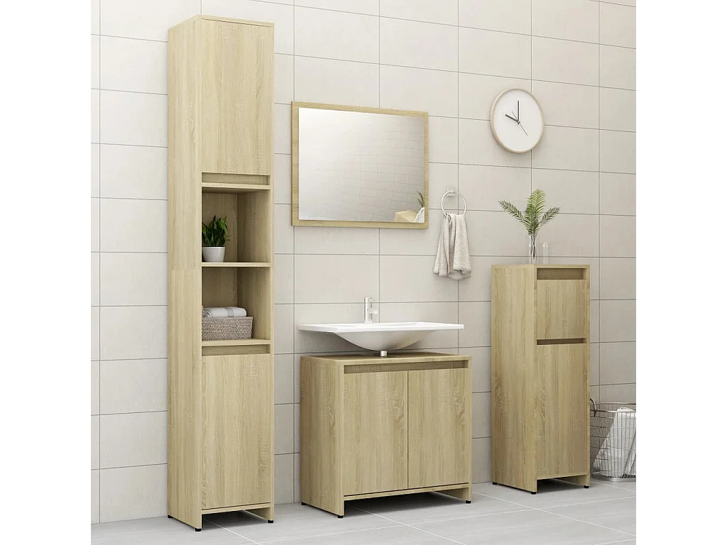 Armoire de salle de bain Chêne sonoma Bois d'ingénierie