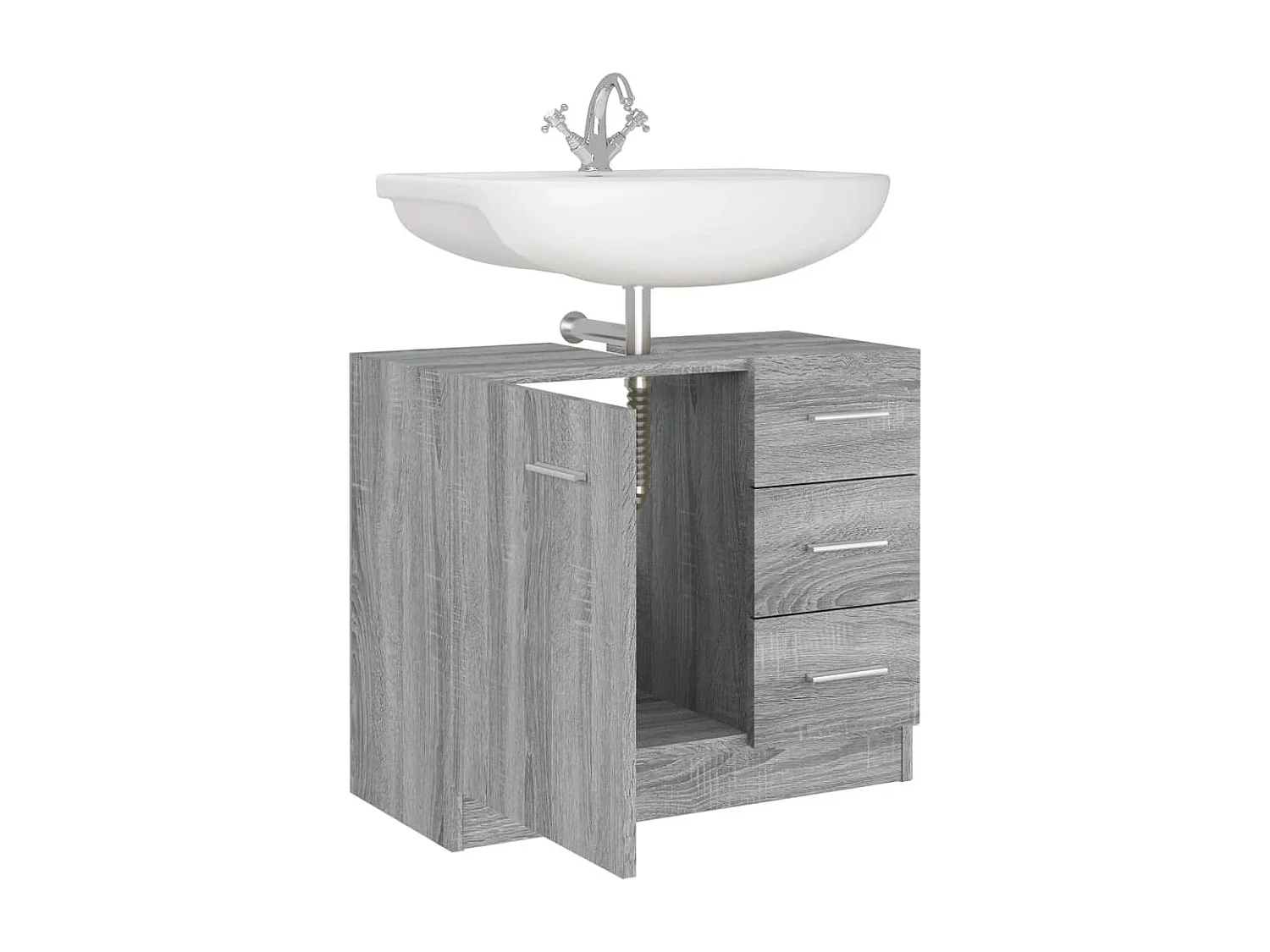 Mueble lavabo Sonoma gris 63x30x54 cm Madera contrachapada