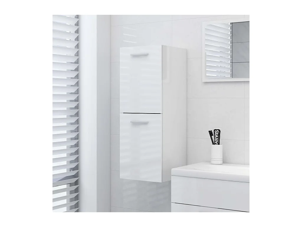 Armoire de salle de bain Blanc brillant Bois d’ingénierie