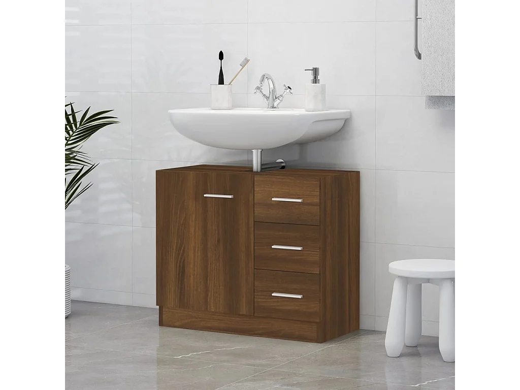 Mobile lavabo Rovere marrone 63x30x54 cm MDF