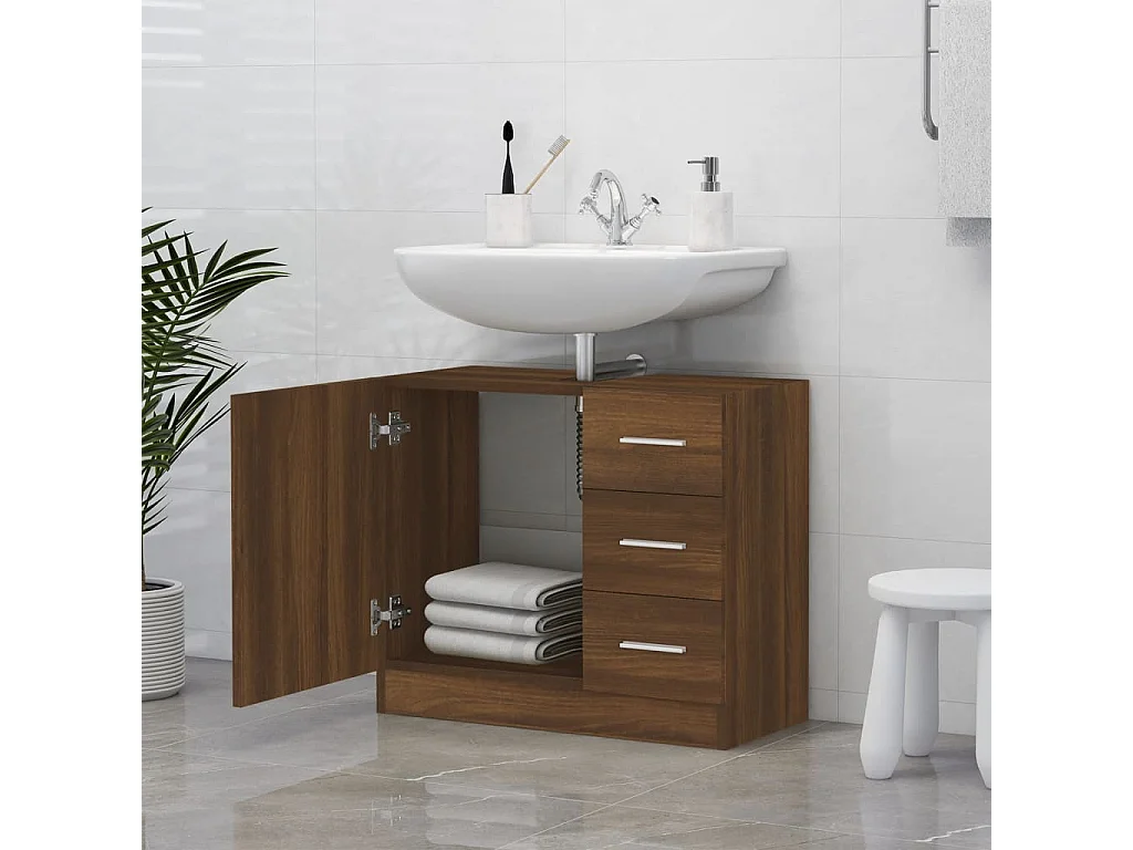 Mobile lavabo Rovere marrone 63x30x54 cm MDF