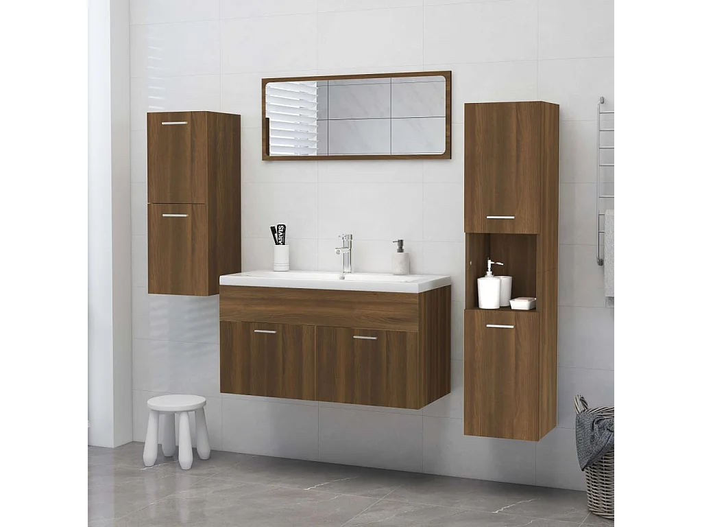 Armoire de bain Chêne marron 30x30x130 cm Bois d'ingénierie