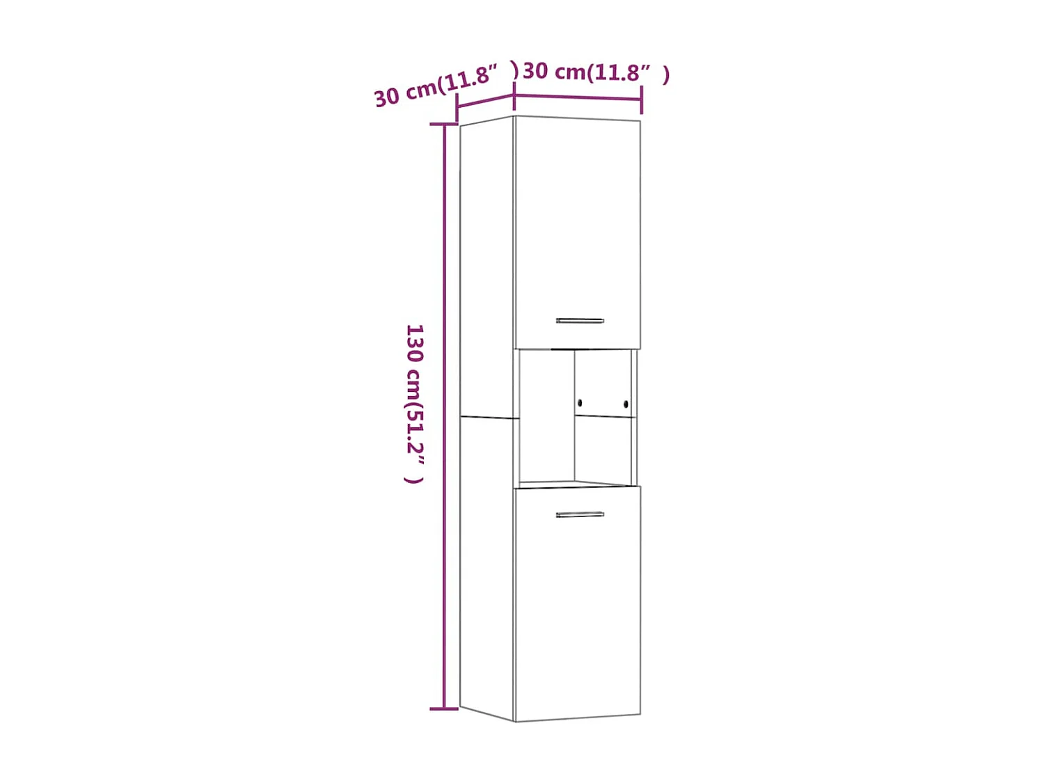 Armoire de bain Chêne marron 30x30x130 cm Bois d'ingénierie