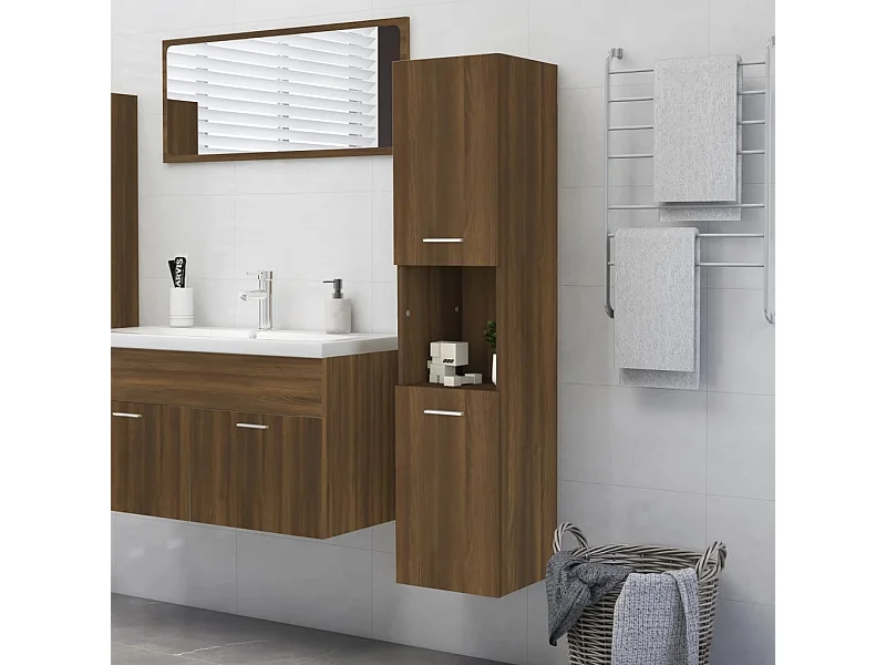 Armoire de bain Chêne marron 30x30x130 cm Bois d'ingénierie
