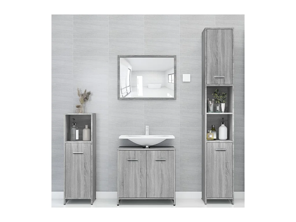 Armoire de bain Sonoma gris 30x30x183,5 cm Bois d'ingénierie