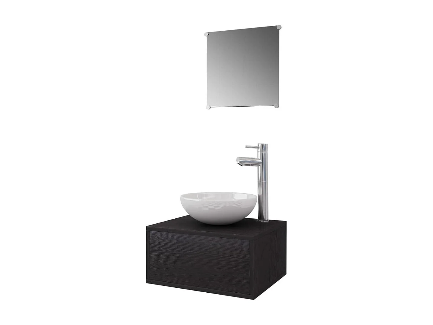 Meuble de salle de bain 4 pcs avec lavabo et robinet Noir