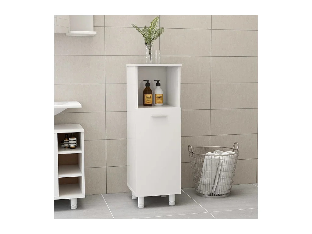 Armoire de salle de bain Blanc brillant Bois d’ingénierie