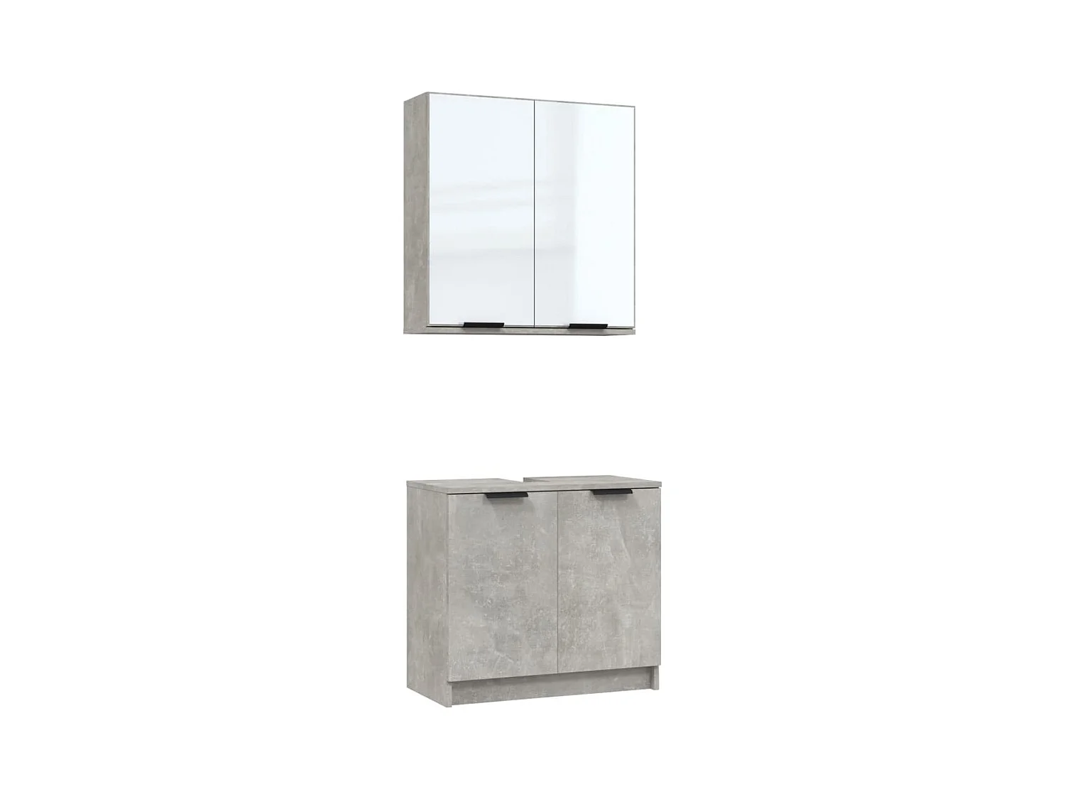 Meubles de salle de bain 2 pcs Gris béton Bois d'ingénierie