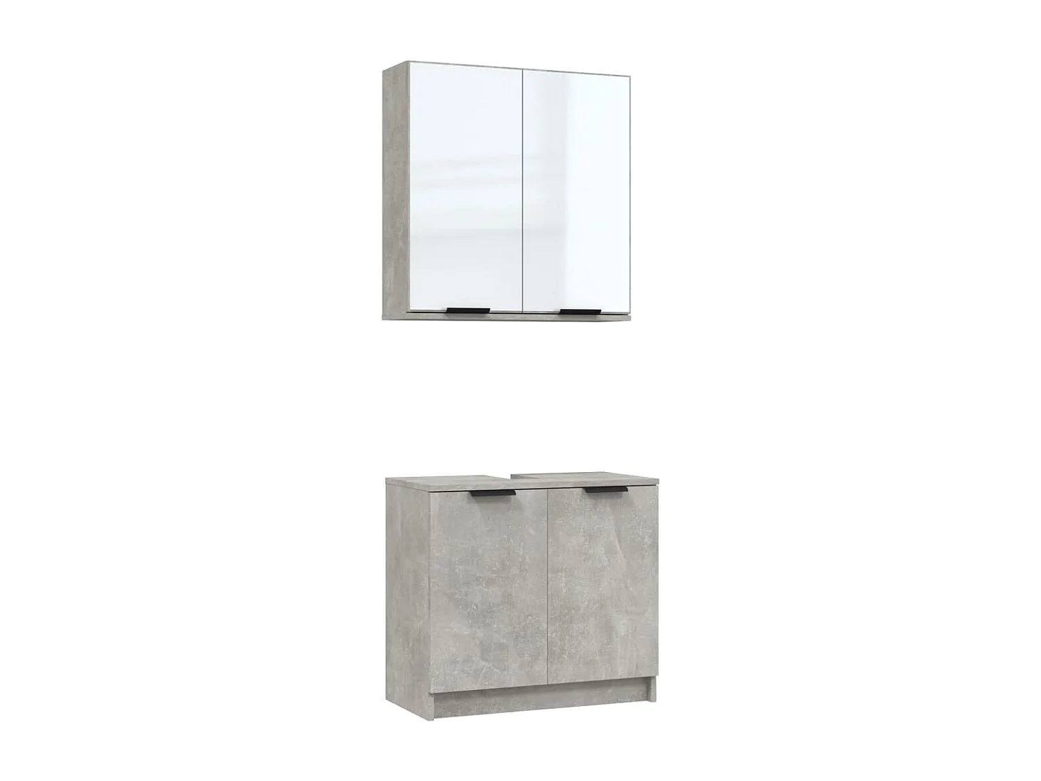 Meubles de salle de bain 2 pcs Gris béton Bois d'ingénierie