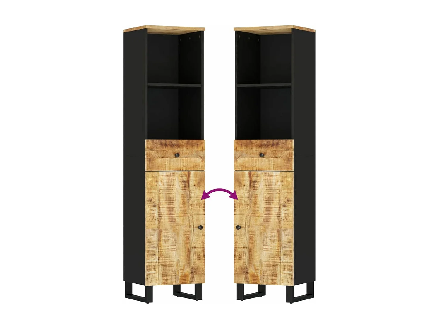 Armoire de salle de bain 38x33x160 cm bois massif de manguier