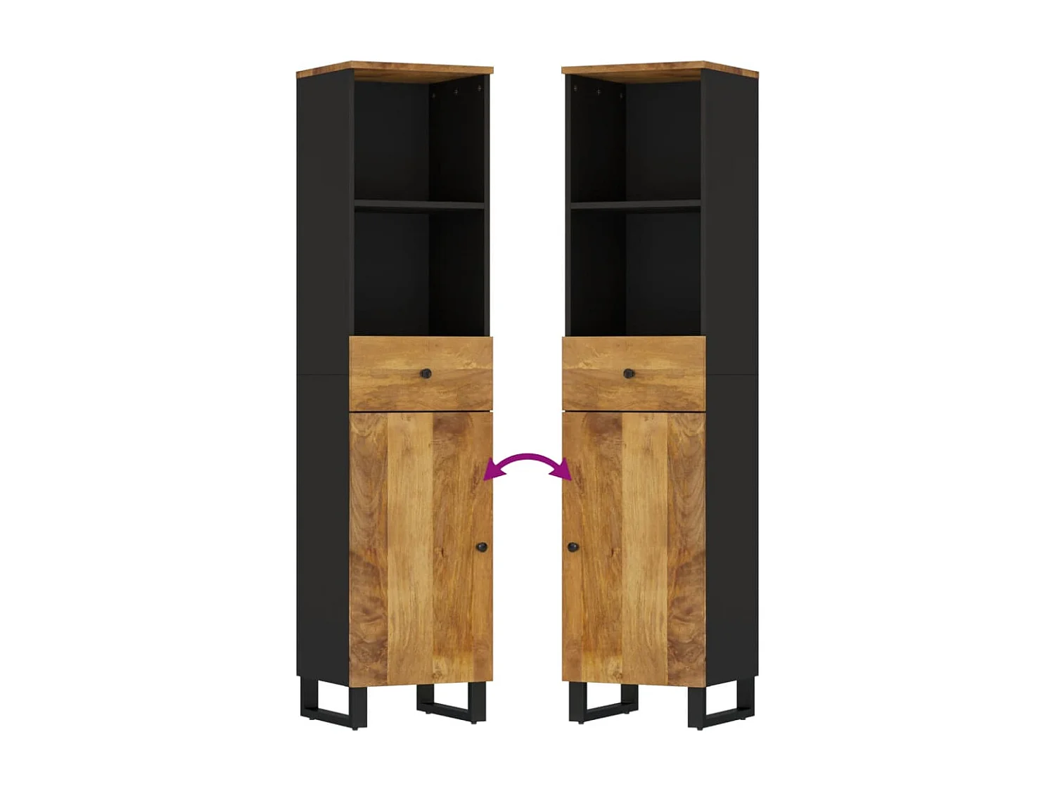 Armoire de salle de bain 38x33x160 cm bois massif de manguier