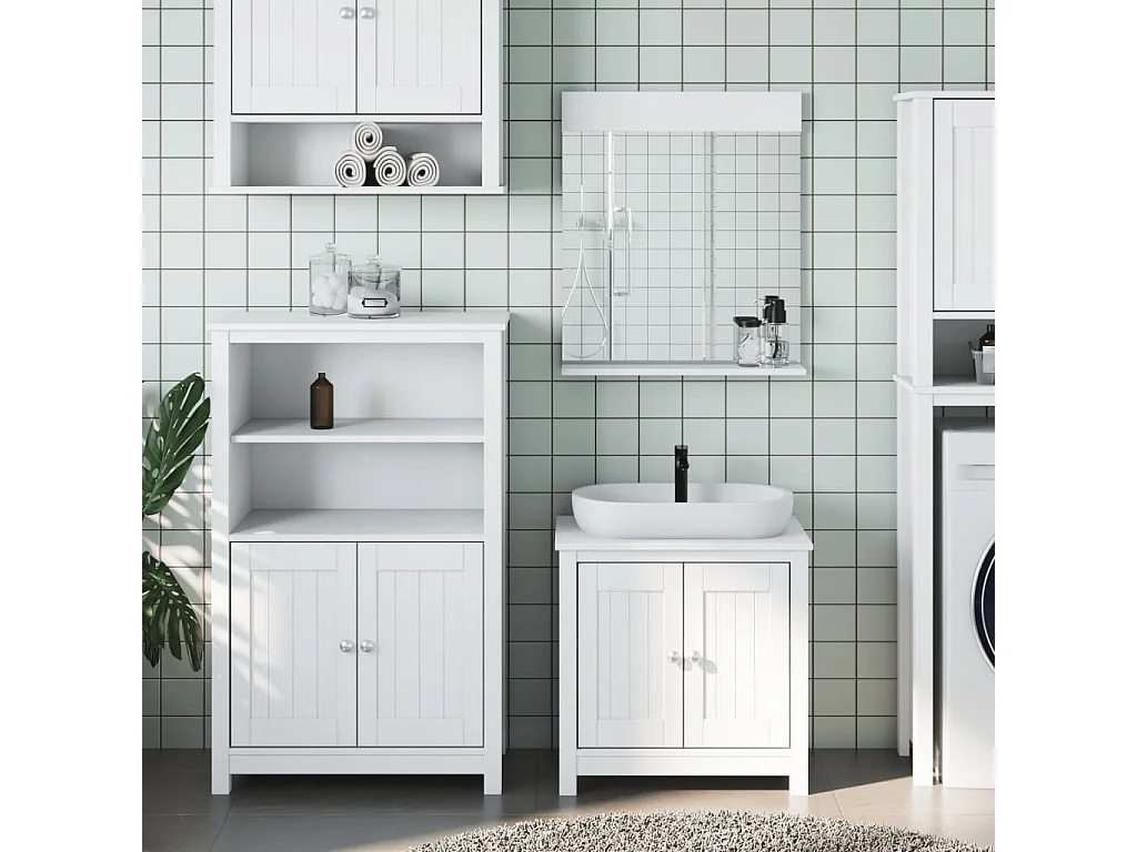 Móveis de banheiro 3 peças BERG madeira maciça de pinho branco