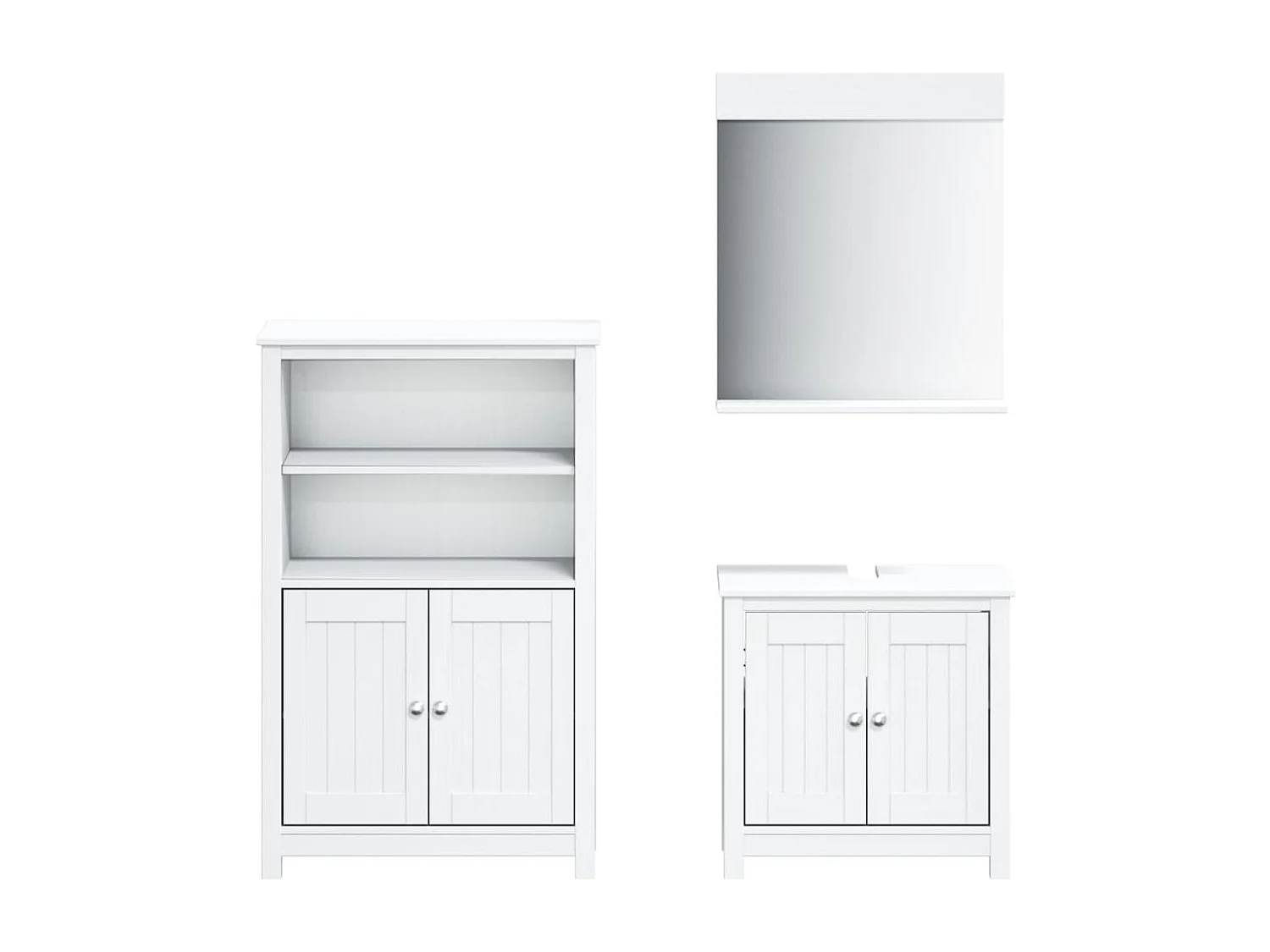 Móveis de banheiro 3 peças BERG madeira maciça de pinho branco