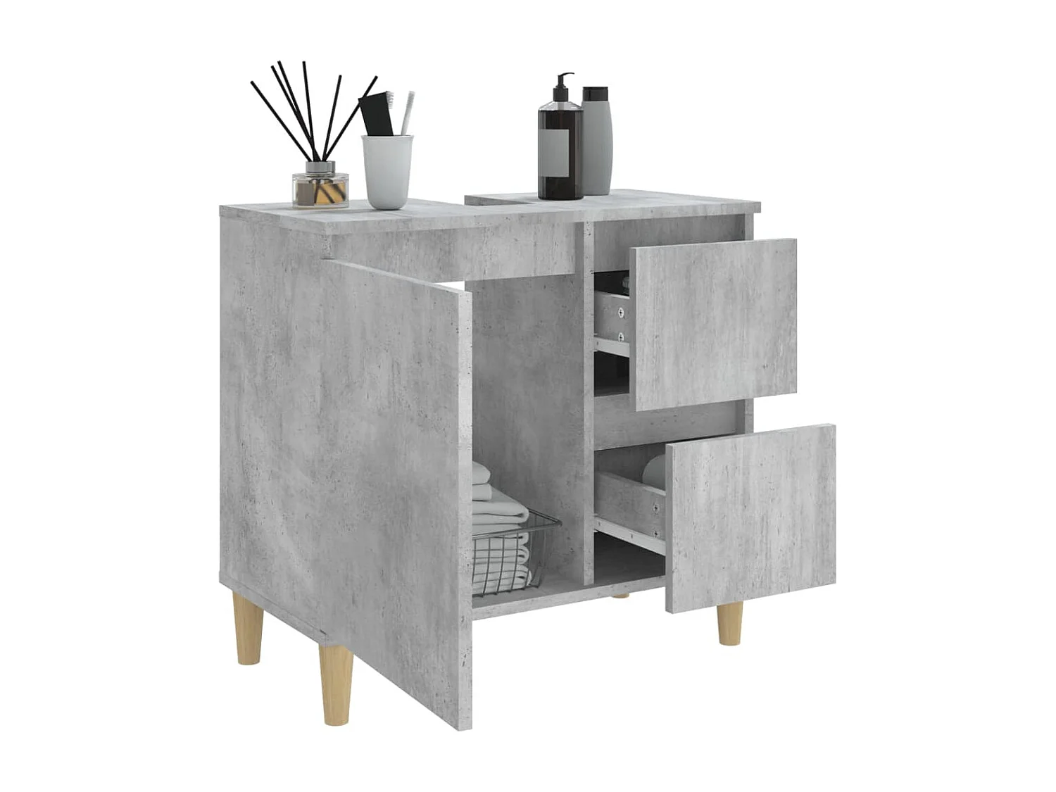 Armoire de salle de bain gris béton 65x33x60 cm