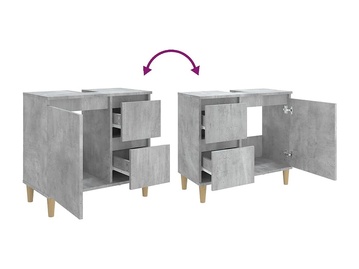 Armoire de salle de bain gris béton 65x33x60 cm