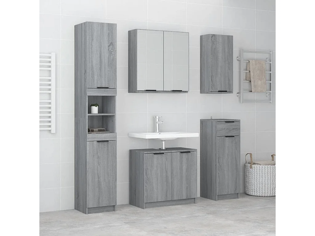 Meubles de salle de bain 5 pcs Sonoma gris Bois d'ingénierie