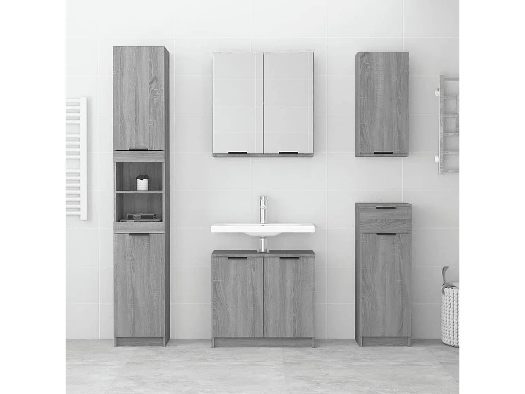 Meubles de salle de bain 5 pcs Sonoma gris Bois d'ingénierie