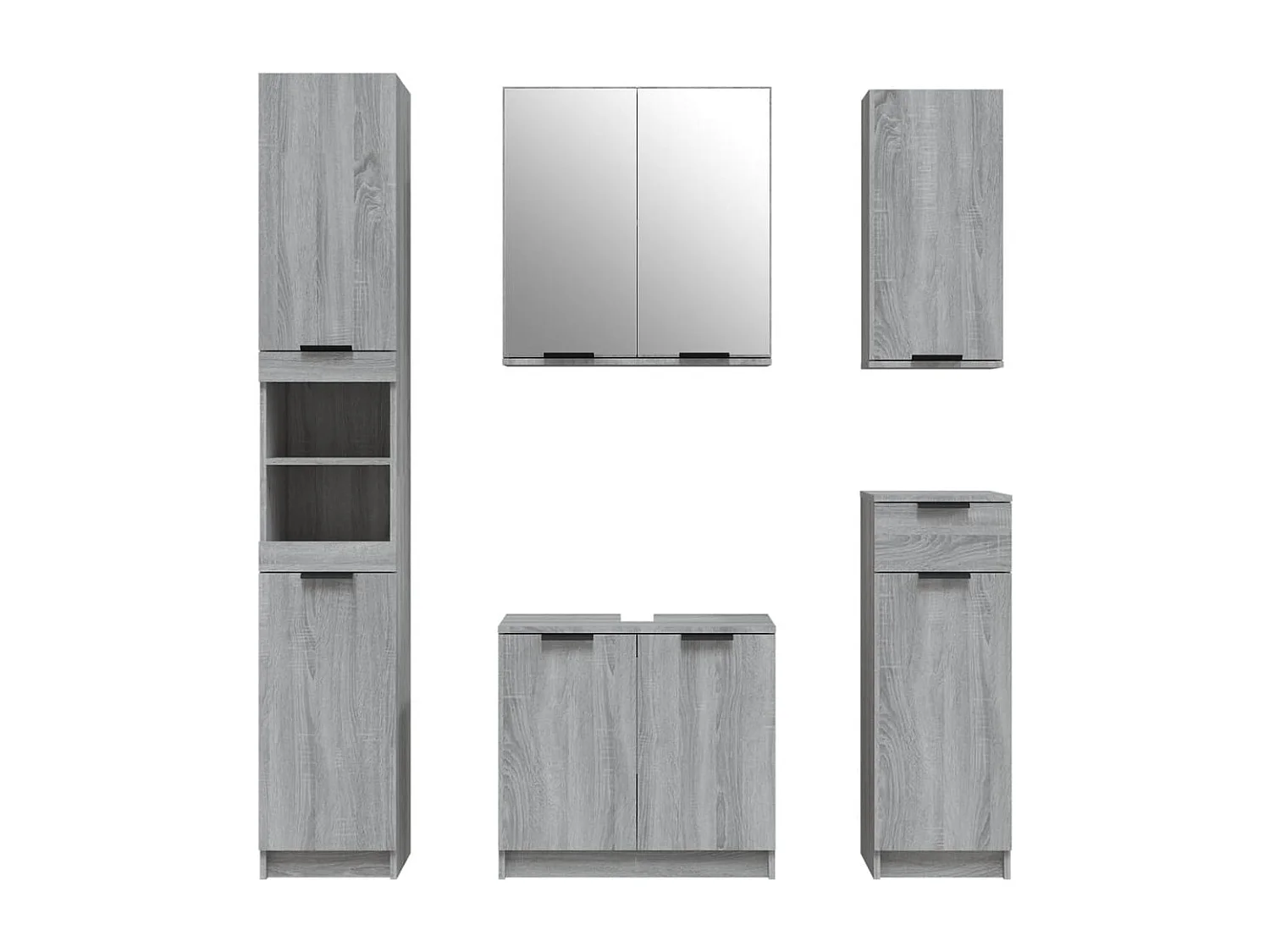 Mobili da bagno 5 pezzi Sonoma grigio Legno composito