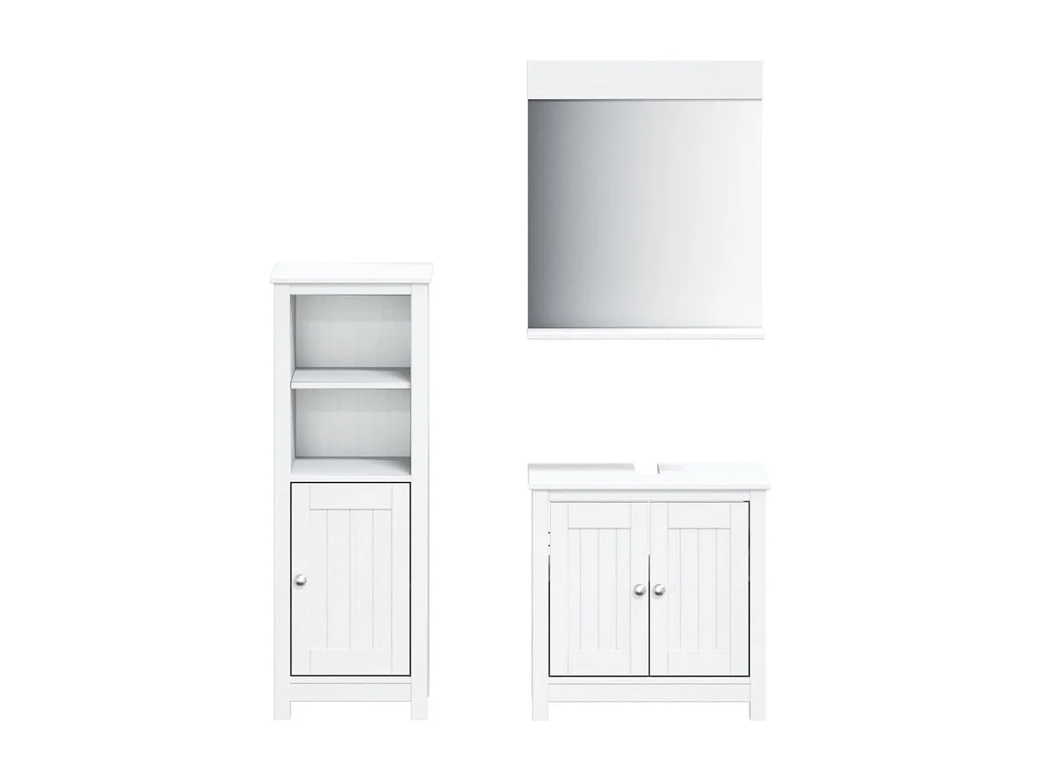 Meubles de salle de bain 3 pcs BERG blanc bois de pin massif