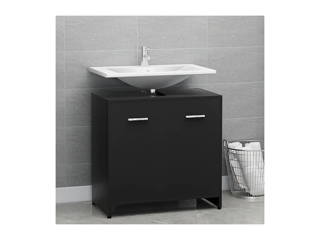 Armoire de salle de bain noir 60x33x61 cm Bois d'ingénierie