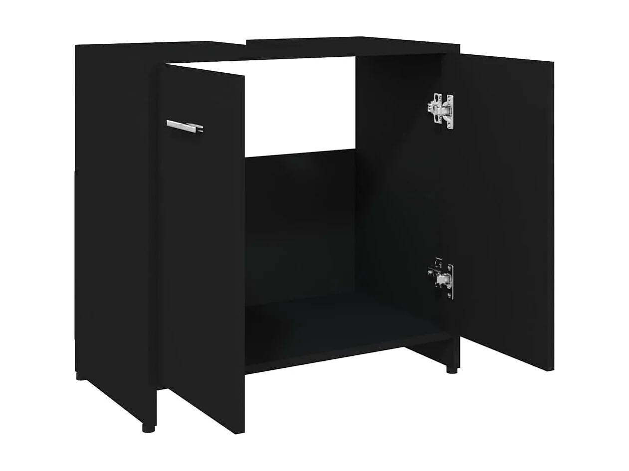 Armoire de salle de bain noir 60x33x61 cm Bois d'ingénierie