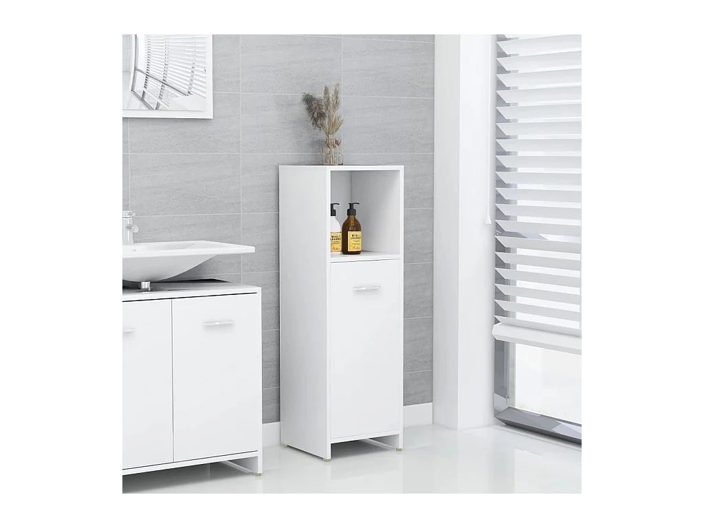 Armoire de salle de bain Blanc 30x30x95 cm Bois d'ingénierie