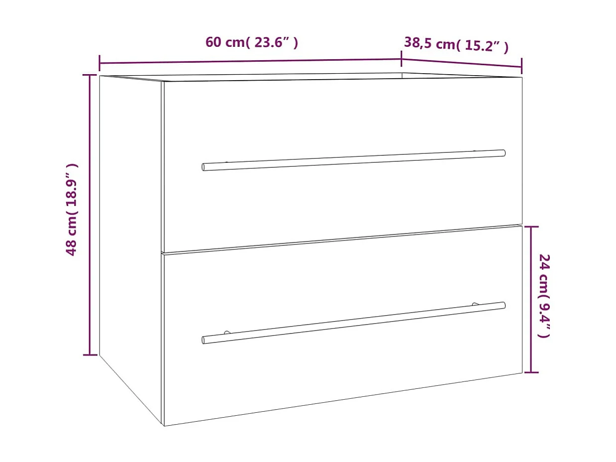 Waschbeckenschrank Räuchereiche 60x38,5x48 cm Holzwerkstoff