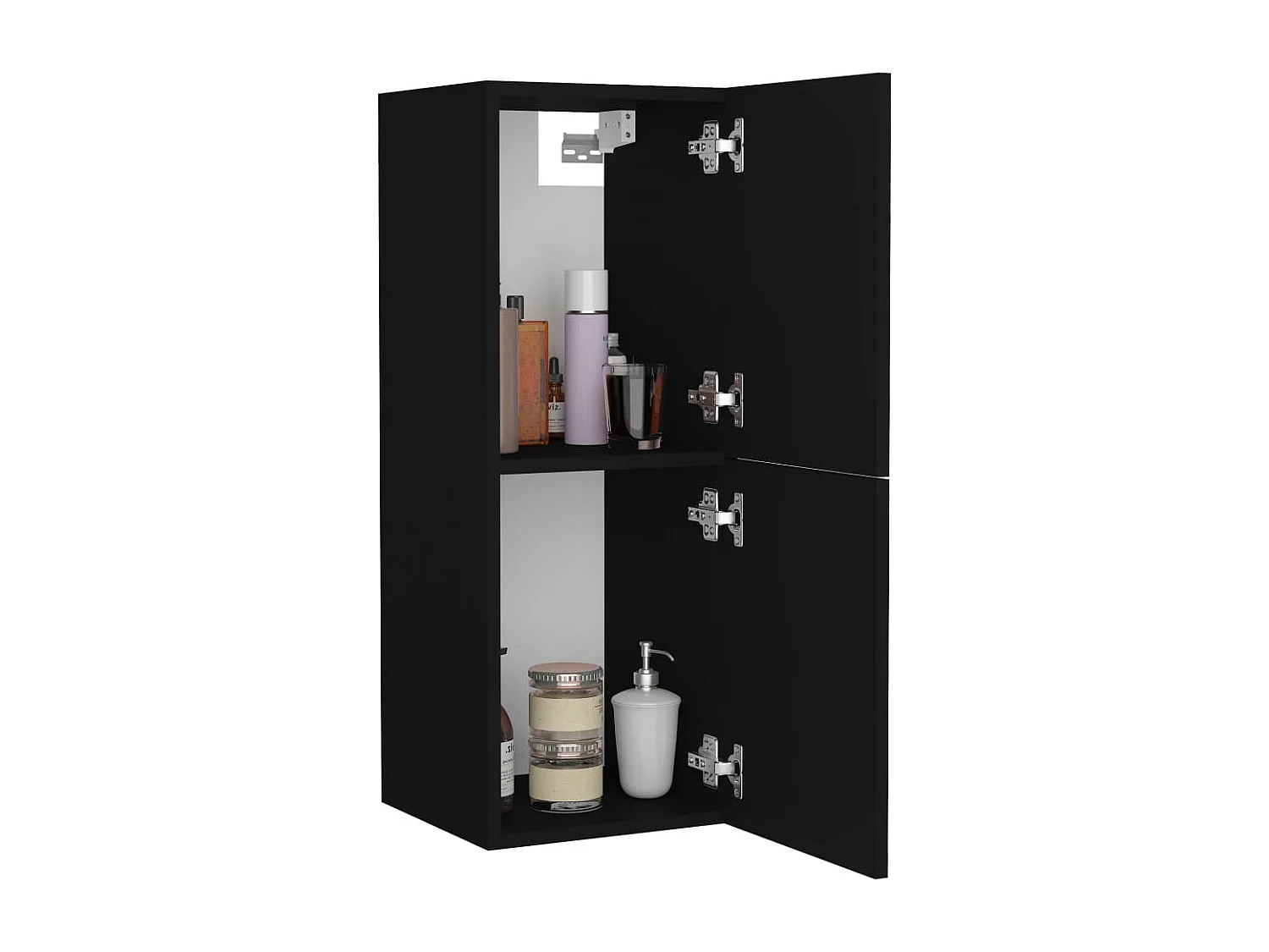 Badezimmerschrank Schwarz 30x30x80 cm Holzwerkstoff