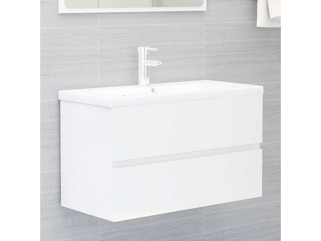 Armoire d'évier Blanc brillant 80x38,5x45 cm Bois d'ingénierie