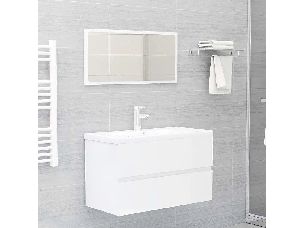 Armoire d'évier Blanc brillant 80x38,5x45 cm Bois d'ingénierie