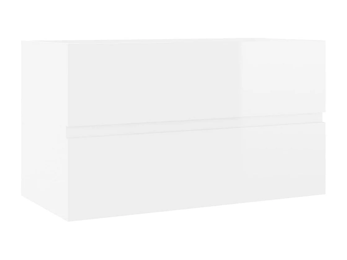 Armoire d'évier Blanc brillant 80x38,5x45 cm Bois d'ingénierie