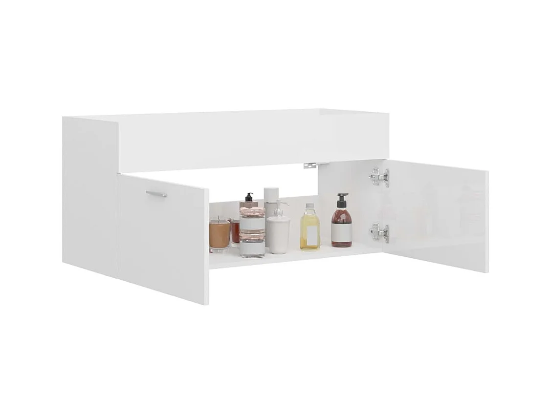 Waschbeckenunterschrank, glänzend weiß, 100 x 38,5 x 46 cm, Holzwerkstoff