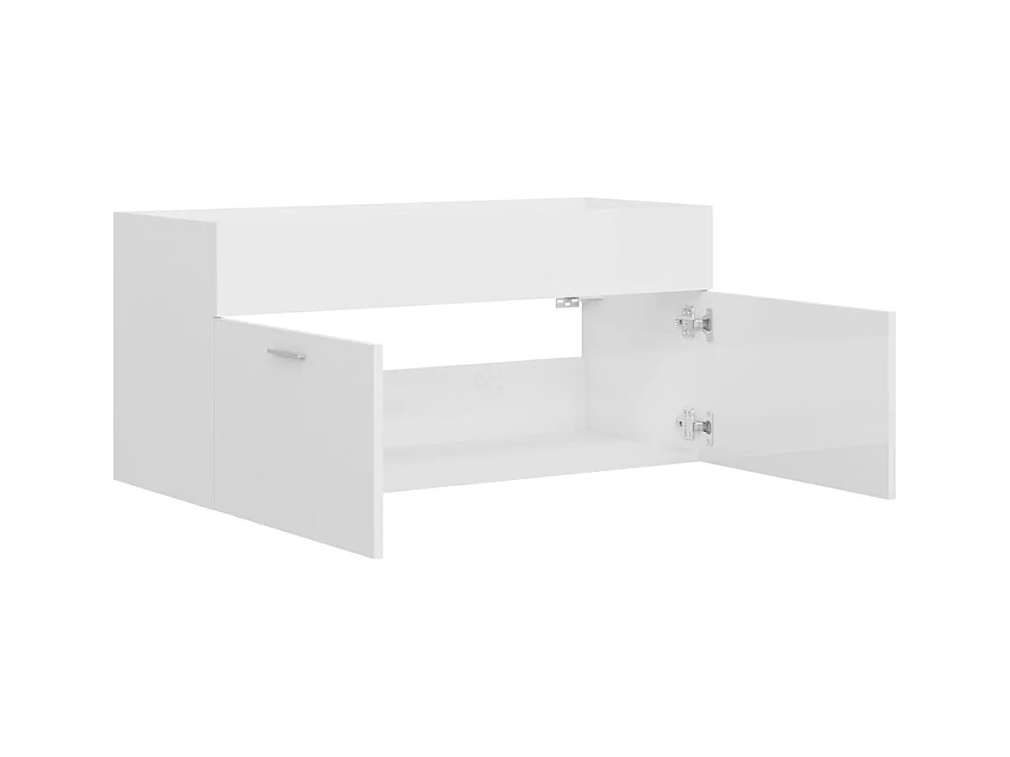 Waschbeckenunterschrank, glänzend weiß, 100 x 38,5 x 46 cm, Holzwerkstoff