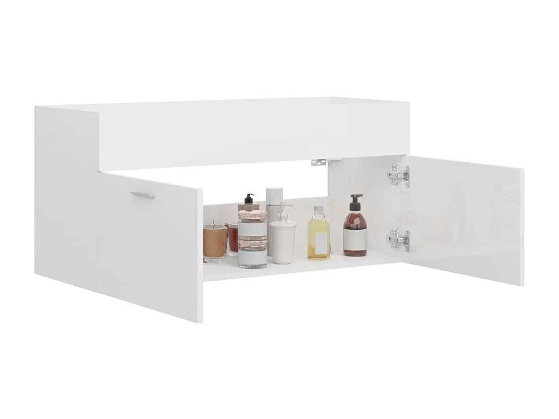 Waschbeckenunterschrank, glänzend weiß, 100 x 38,5 x 46 cm, Holzwerkstoff