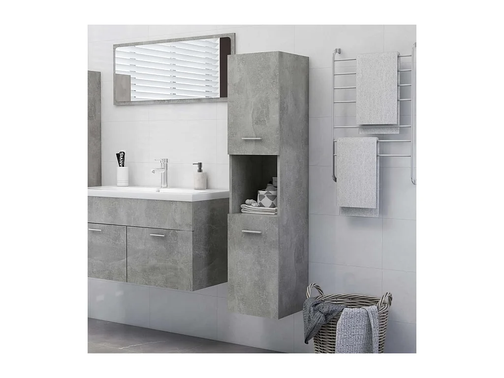 Armoire de salle de bain Gris béton Bois d'ingénierie