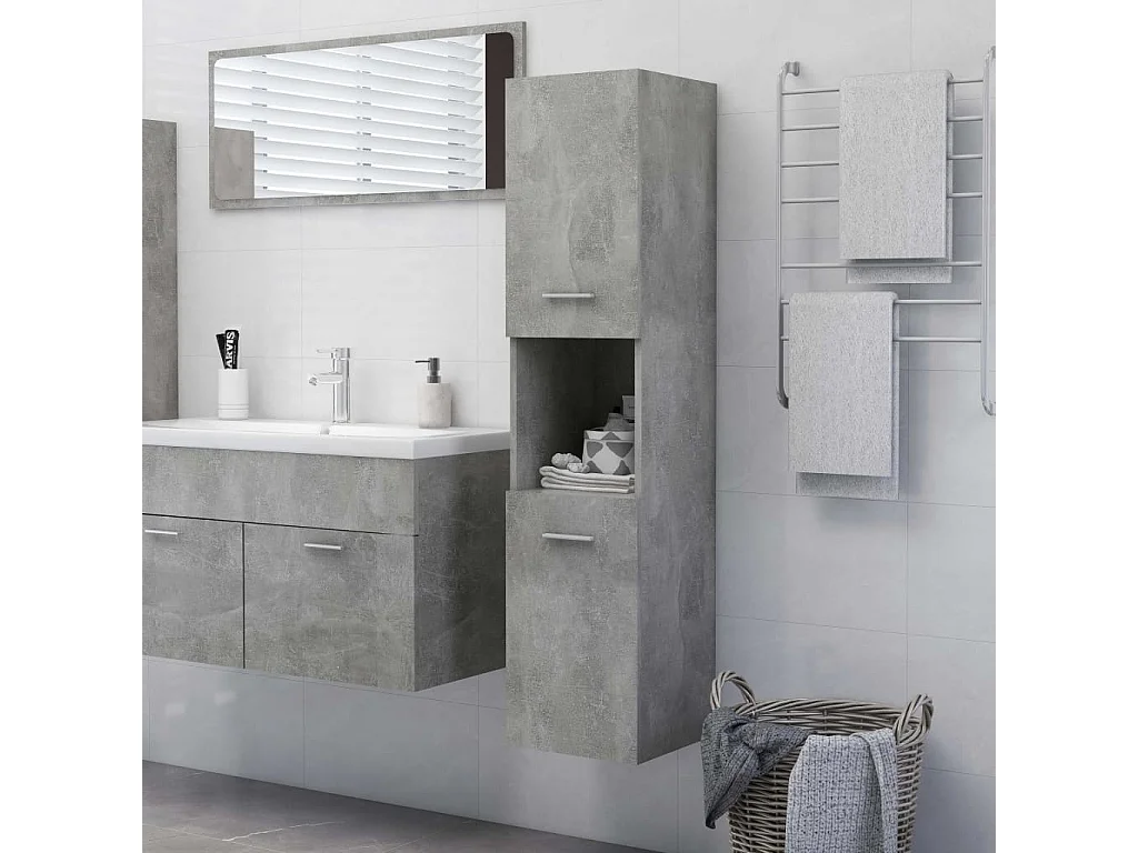 Armoire de salle de bain Gris béton Bois d'ingénierie