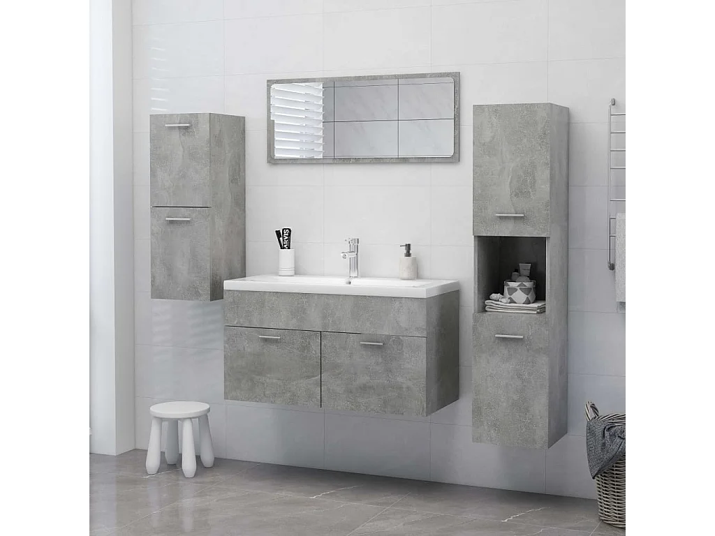 Armoire de salle de bain Gris béton Bois d'ingénierie