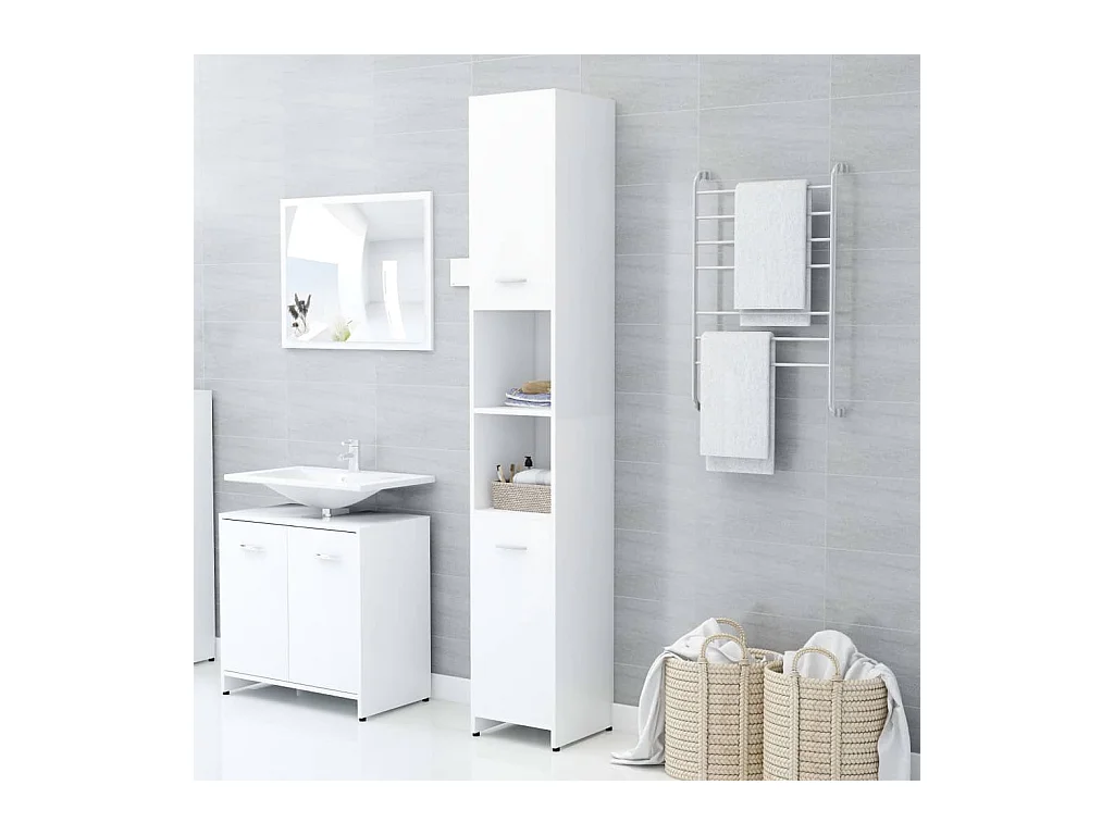 Armoire de salle de bain Blanc 30x30x183,5 cm Bois d'ingénierie