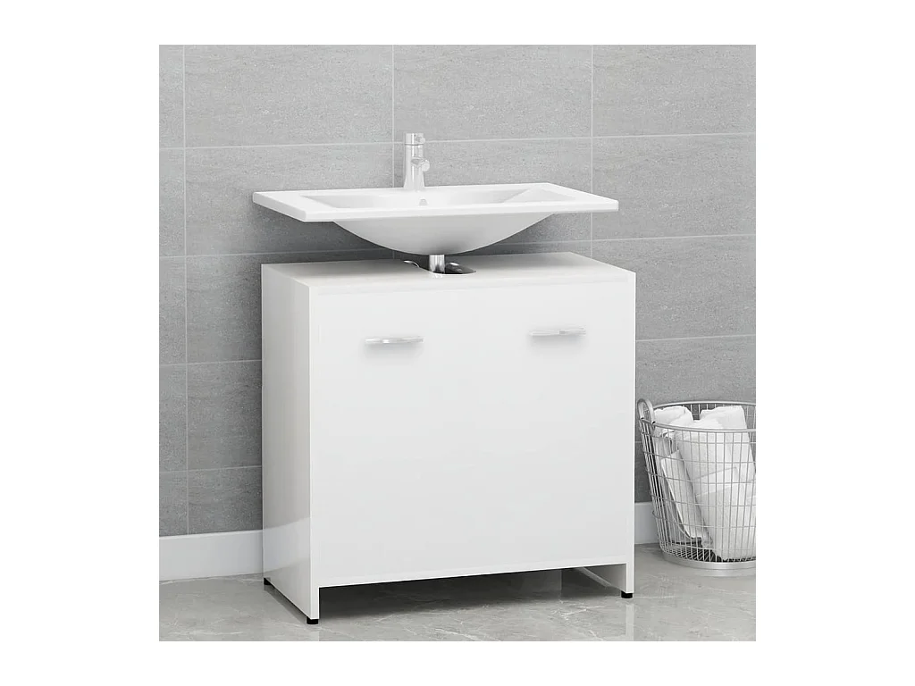 Armoire de salle de bain Blanc brillant Bois d'ingénierie