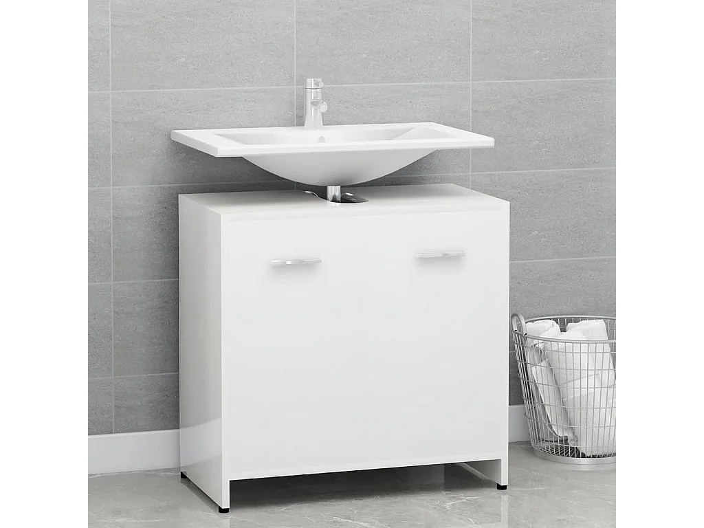 Armoire de salle de bain Blanc brillant Bois d'ingénierie