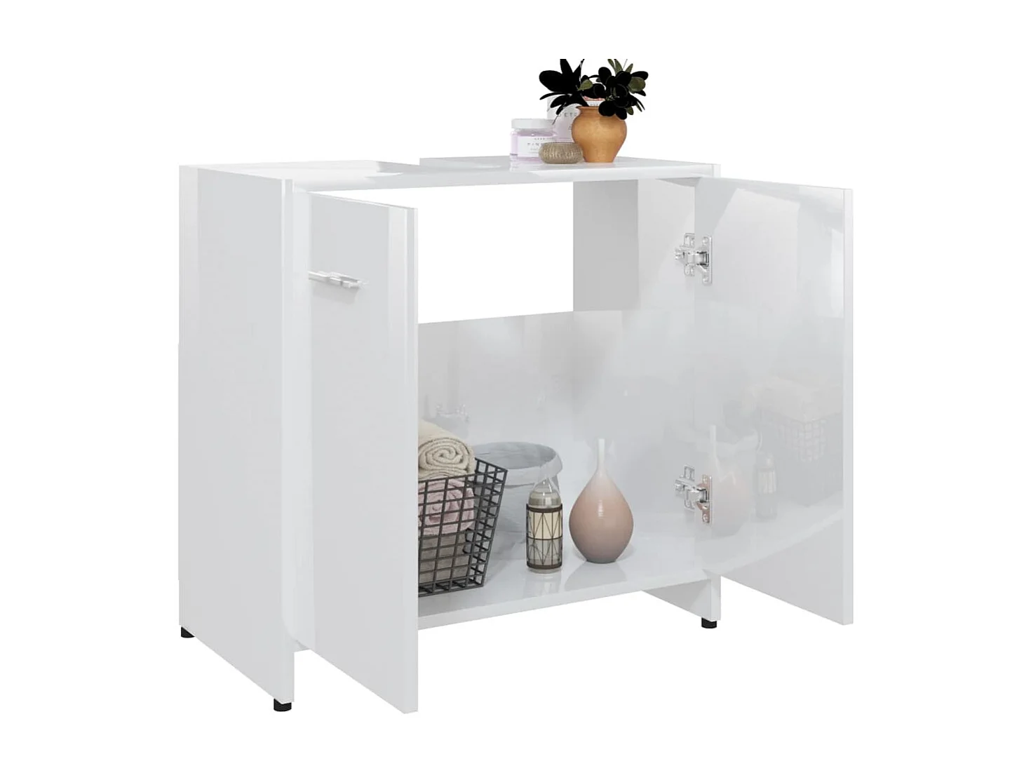 Armoire de salle de bain Blanc brillant Bois d'ingénierie