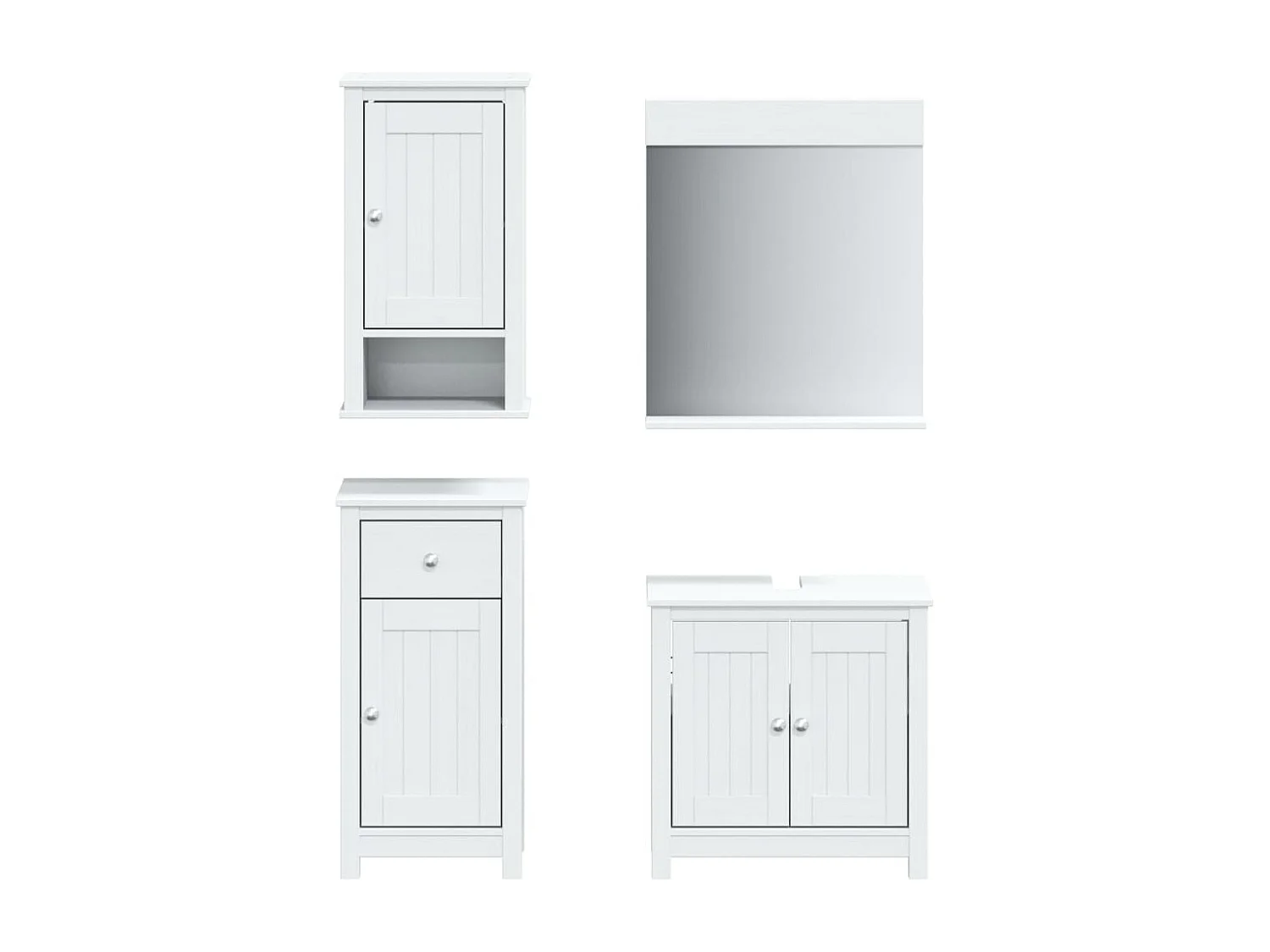 Mueble de baño 4 piezas BERG madera maciza de pino blanco