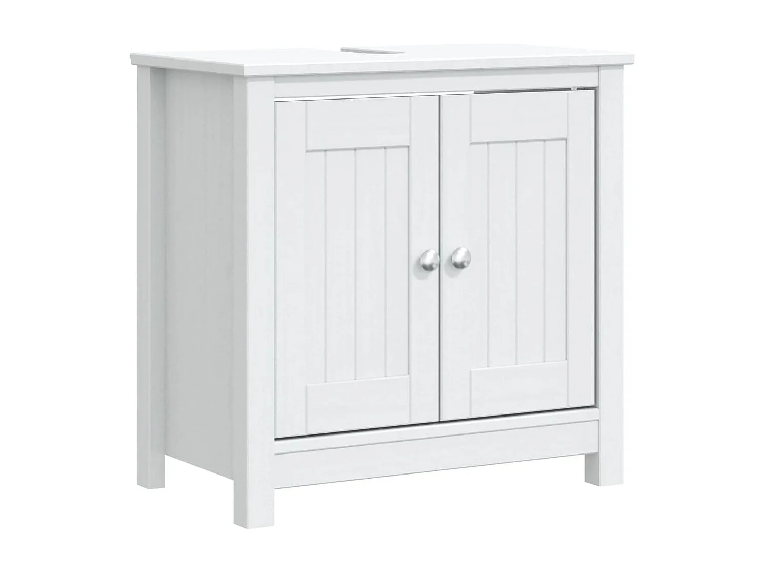 Meubles de salle de bain 2 pcs BERG blanc bois de pin massif