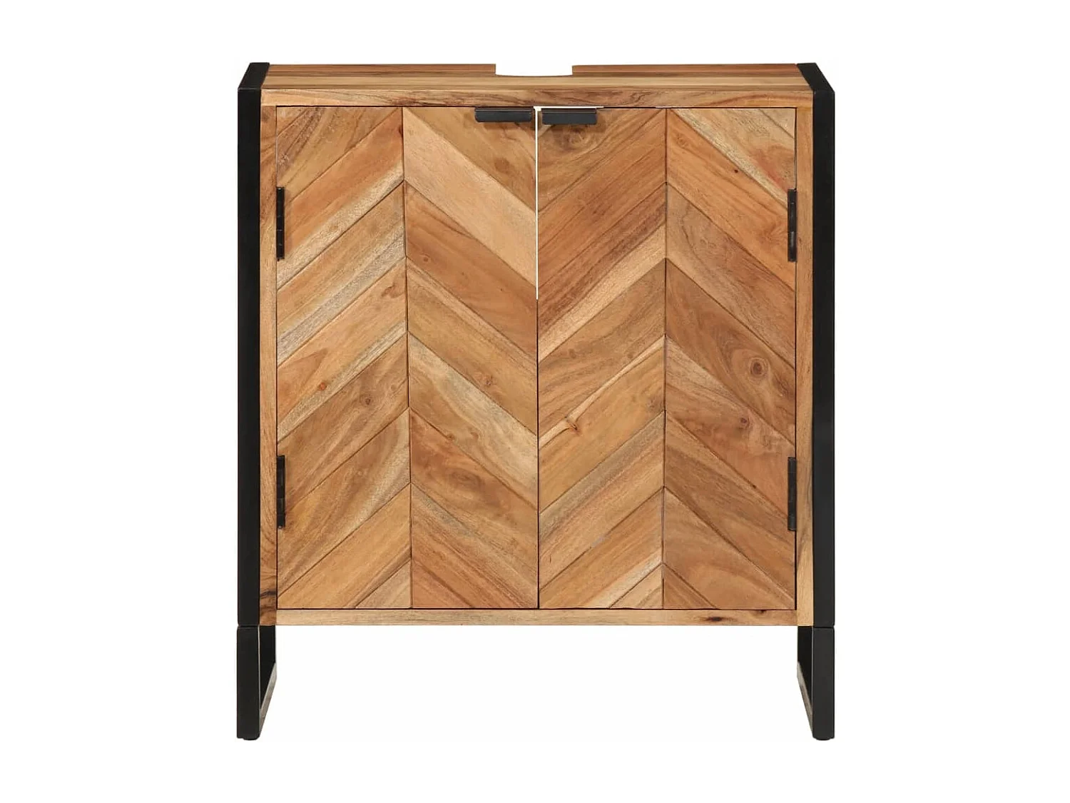 Mobile da bagno in legno massello di acacia e ferro