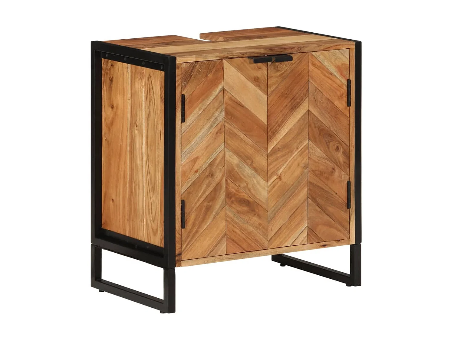 Armoire de salle de bain bois massif d'acacia et fer