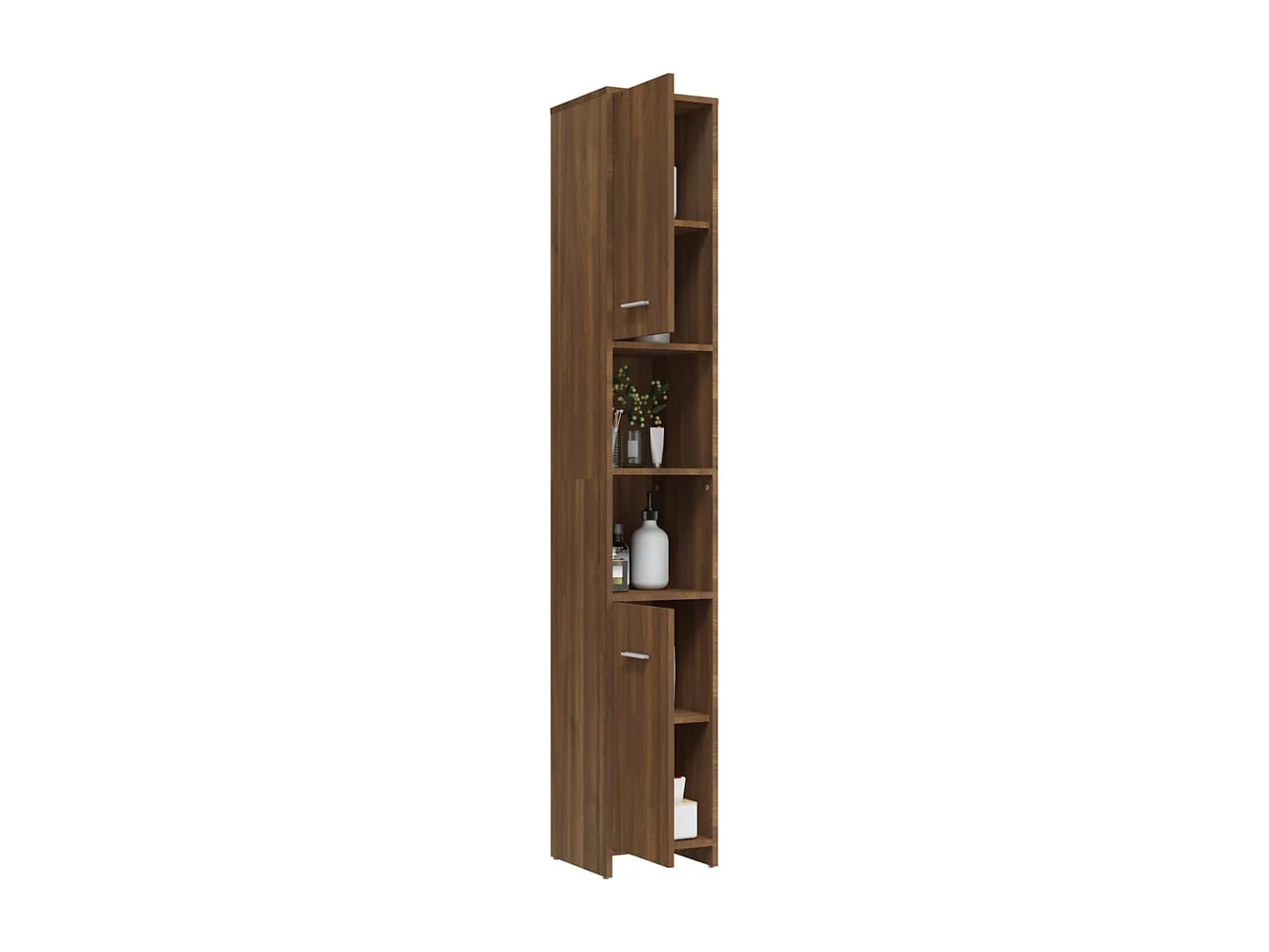 Badezimmerschrank Braune Eiche 30x30x183,5 cm Holzwerkstoff